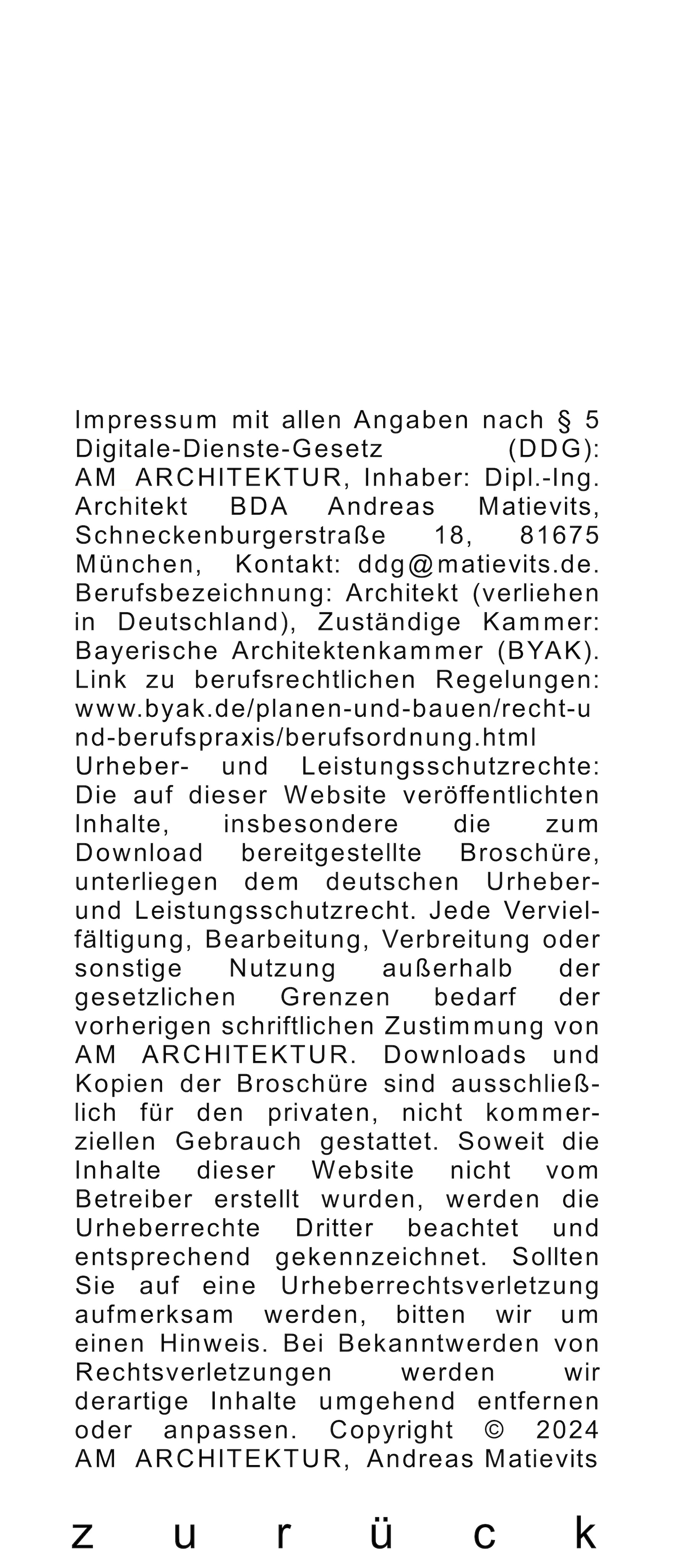 Impressum AM ARCHITEKTUR